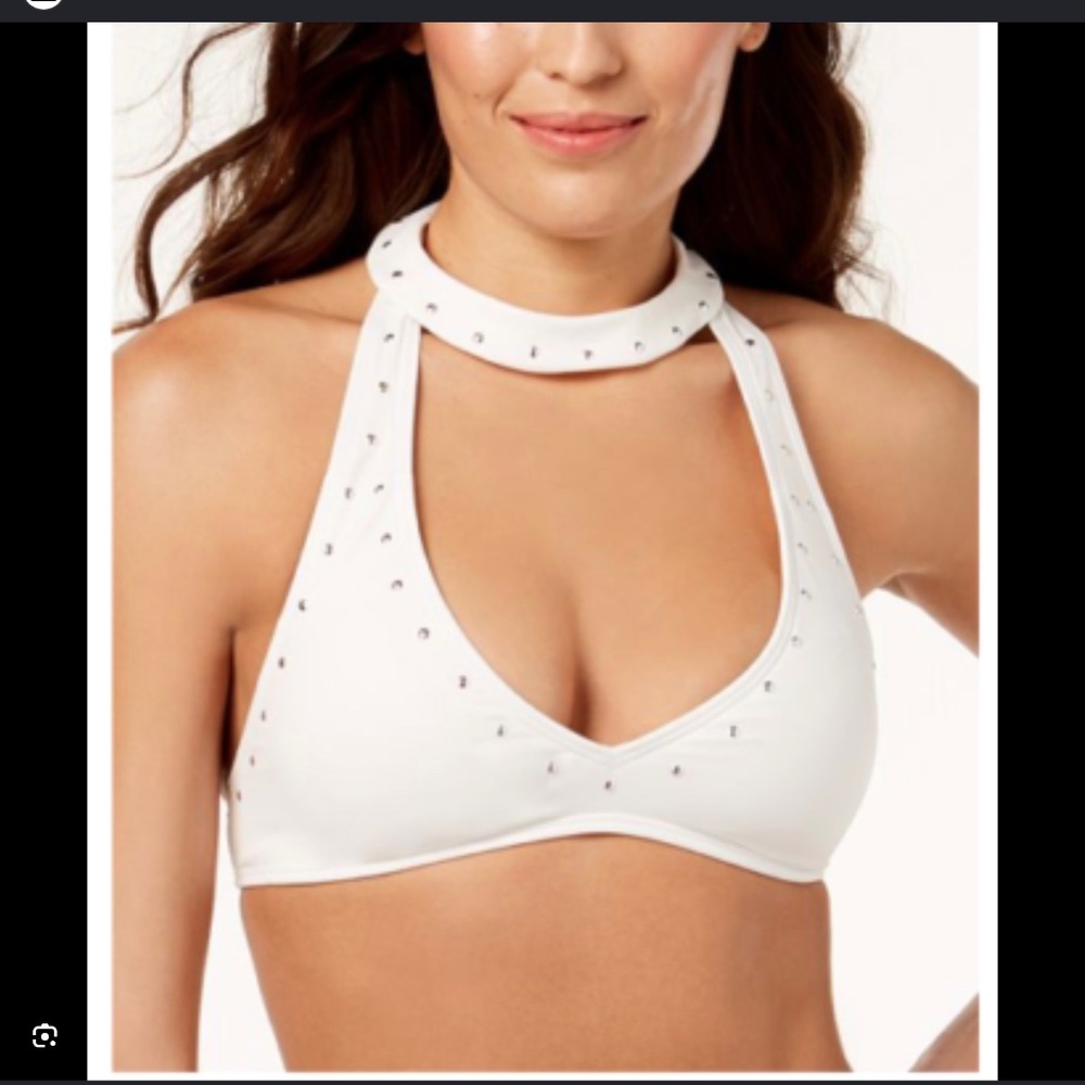 Michael Michael Kors studded choker swim halter top size large white